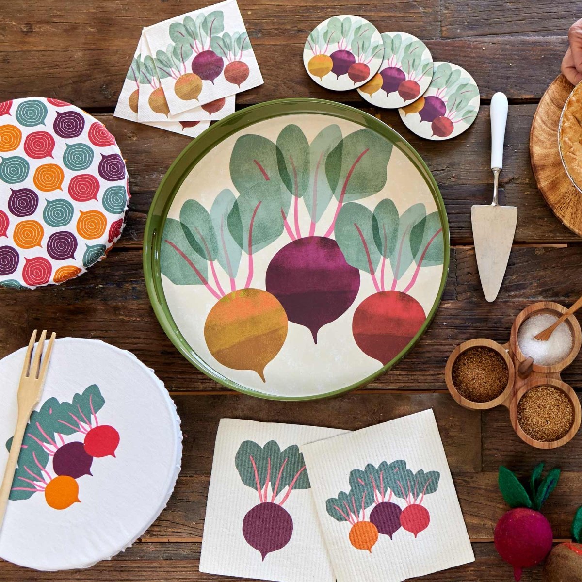 Three Beets Round Art Coasters - Set of 4 Coaster - rockflowerpaper