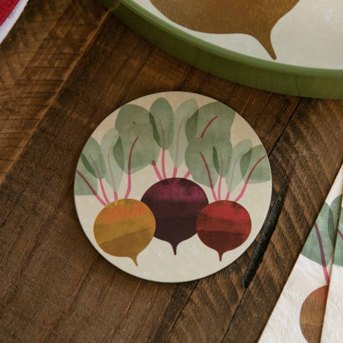 Three Beets Round Art Coasters - Set of 4 Coaster - rockflowerpaper