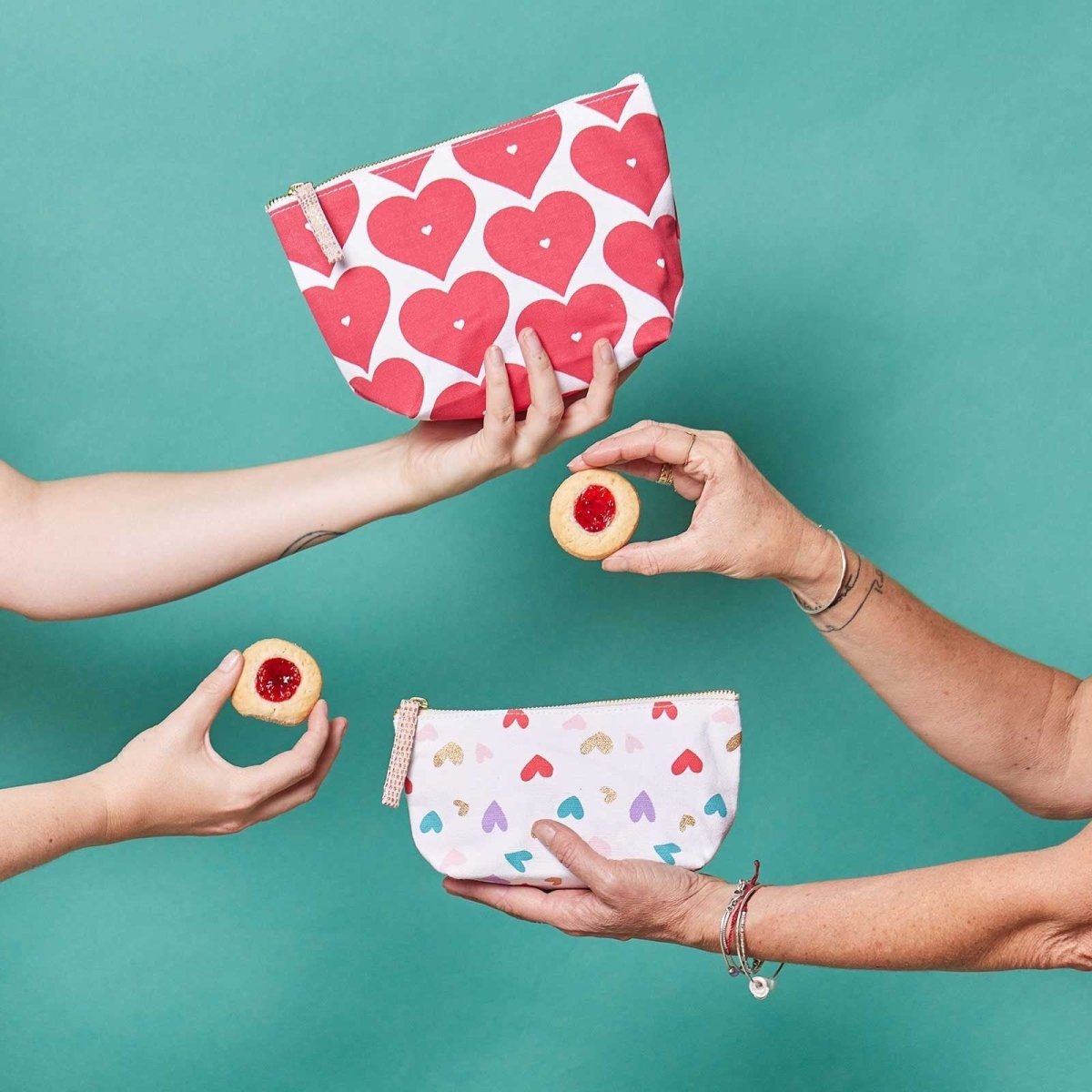 Tossed Hearts Pouch Small Pouch - rockflowerpaper