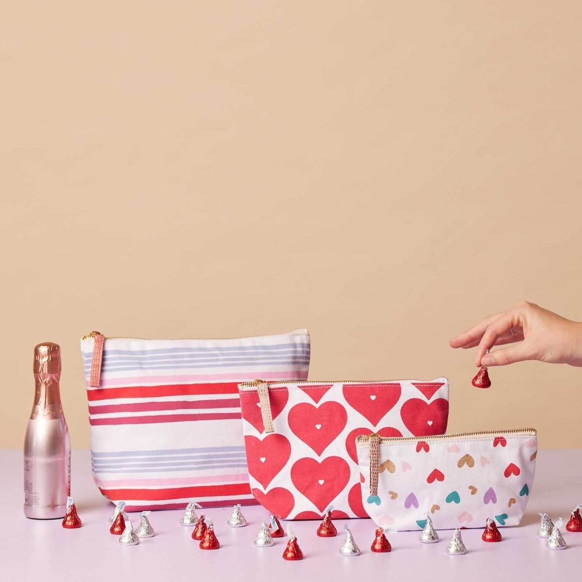 Tossed Hearts Pouch Small Pouch - rockflowerpaper