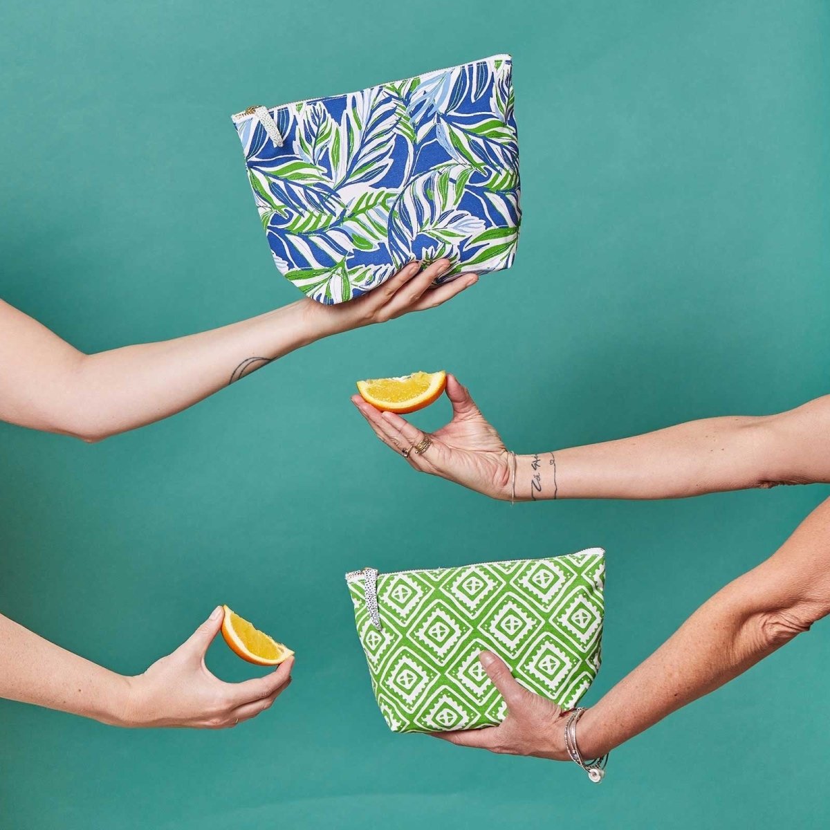 Tropic Navy Green Large Relaxed Pouch Pouch - rockflowerpaper