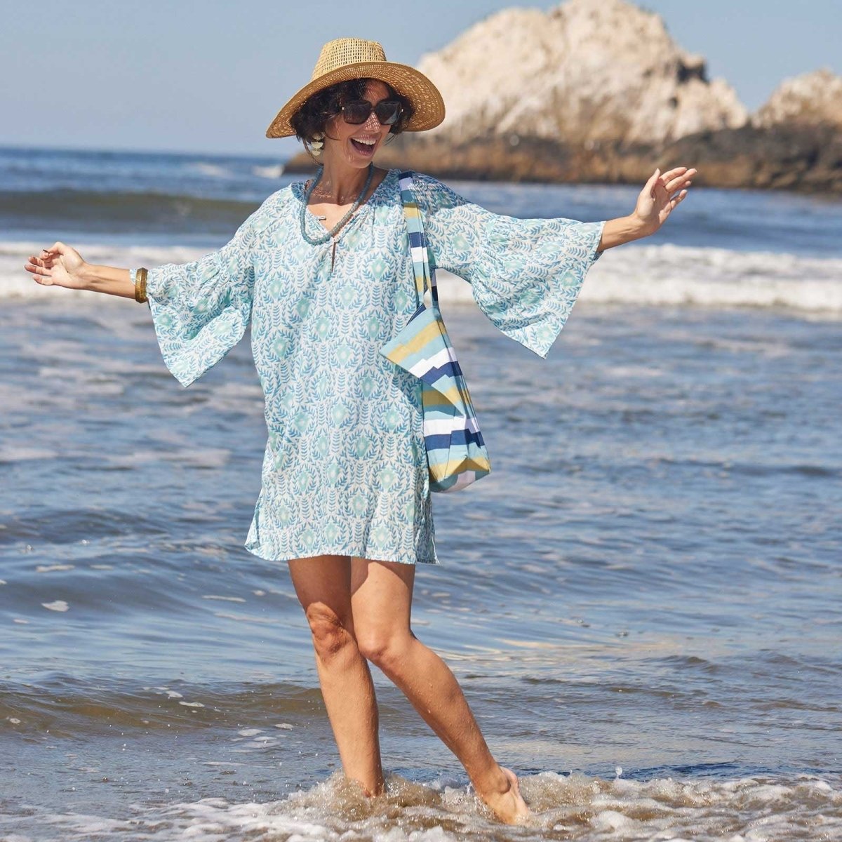 Unity Ocean blu Cotton Beach Shift Swim Cover Up - rockflowerpaper