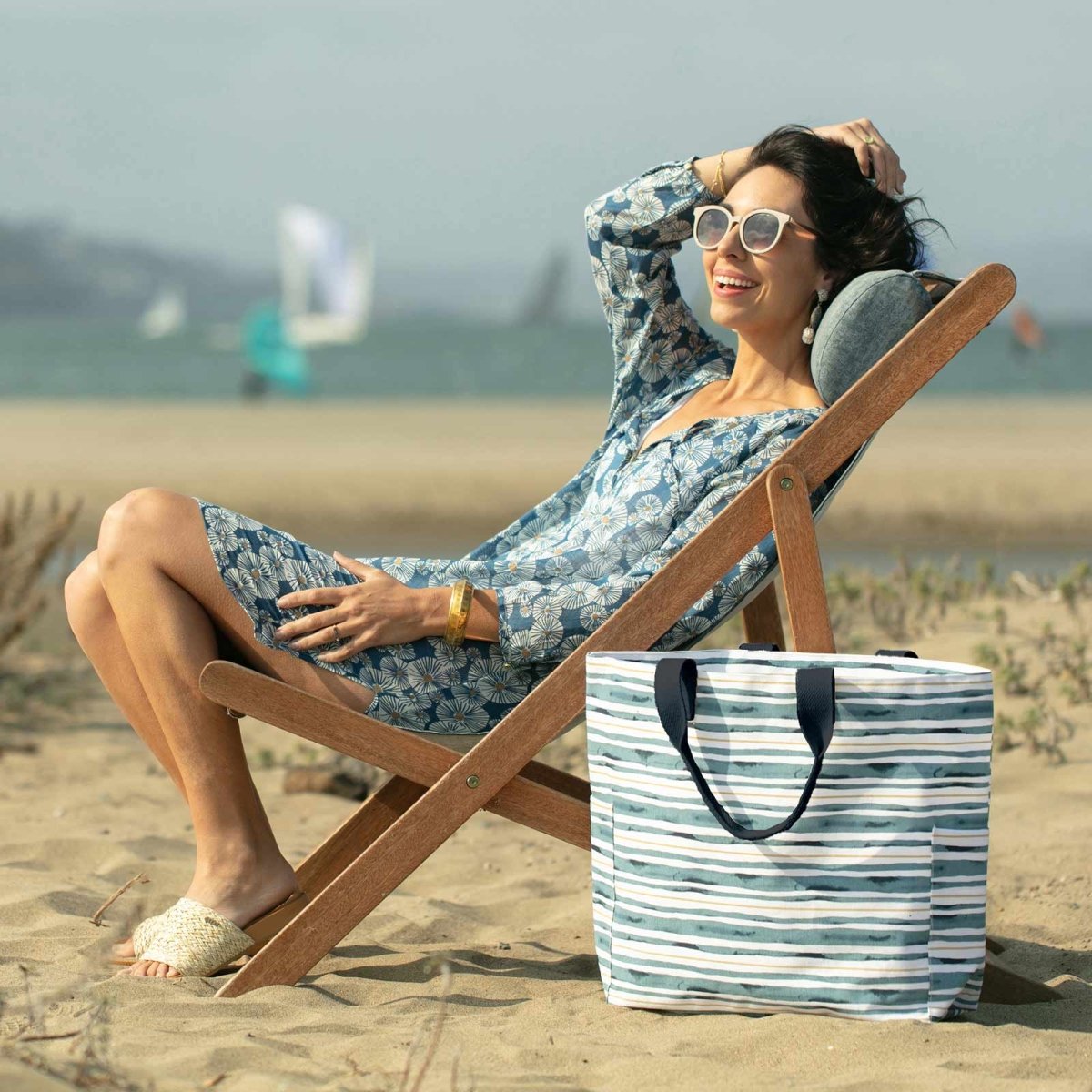 Urchin Navy blu Cotton Beach Shift Swim Cover Up - rockflowerpaper