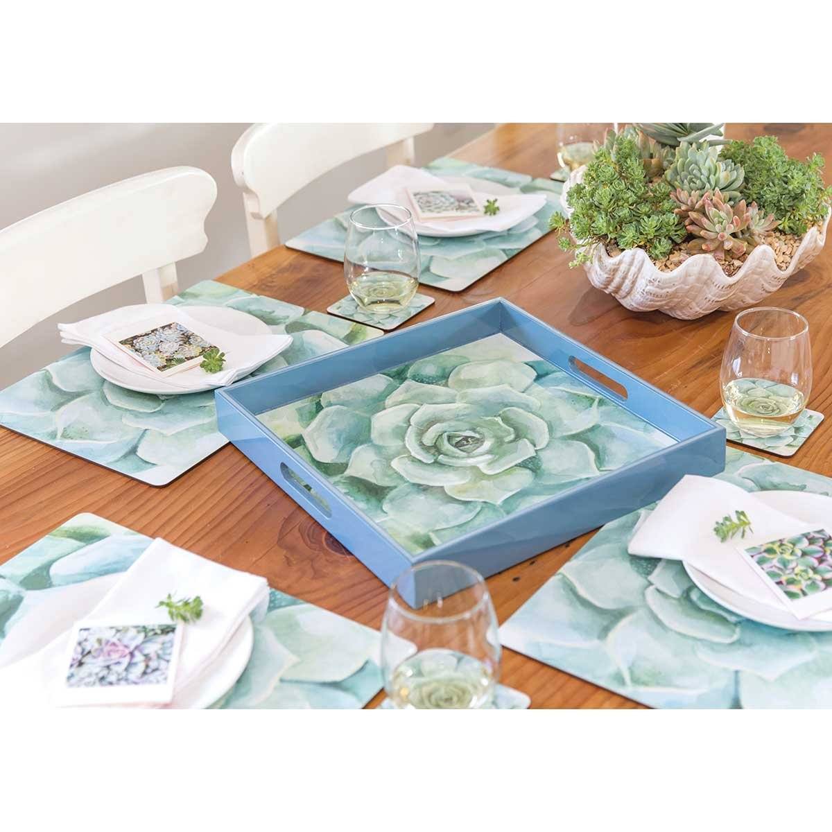 Verdant Succulent Placemat Set 4 Placemat - rockflowerpaper
