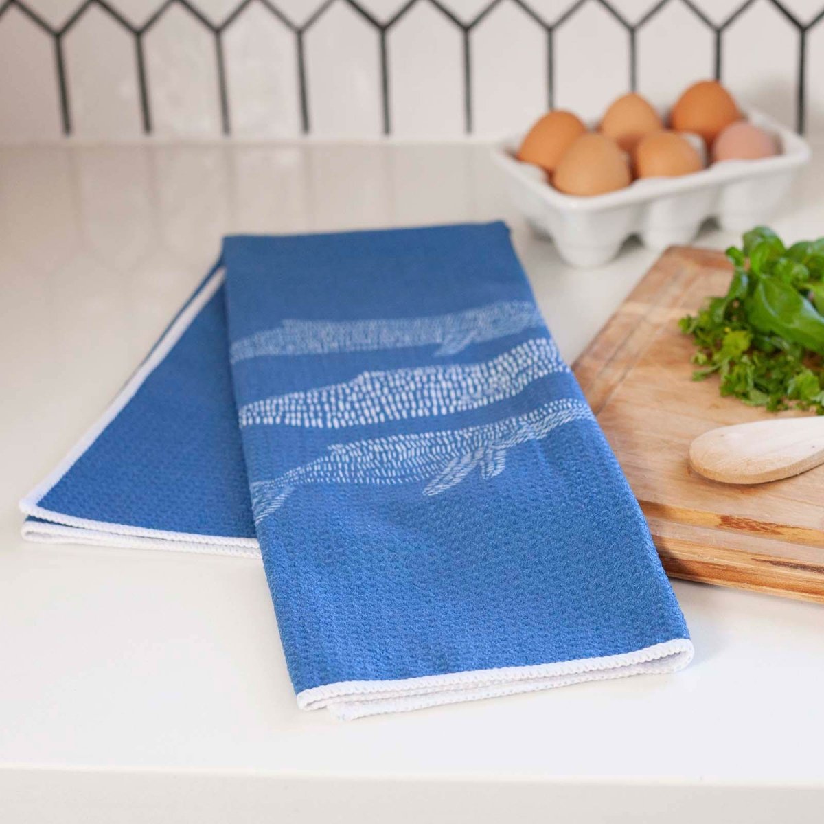 Whales blu Kitchen Tea Towel Kitchen Towel - rockflowerpaper