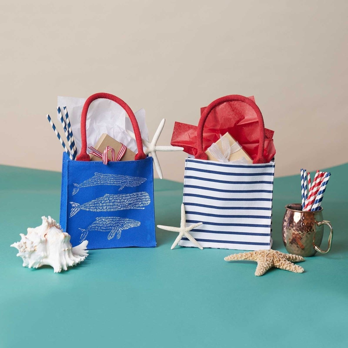 Whales Blue Reusable Itsy Bitsy Gift Bag Gift Bag - rockflowerpaper