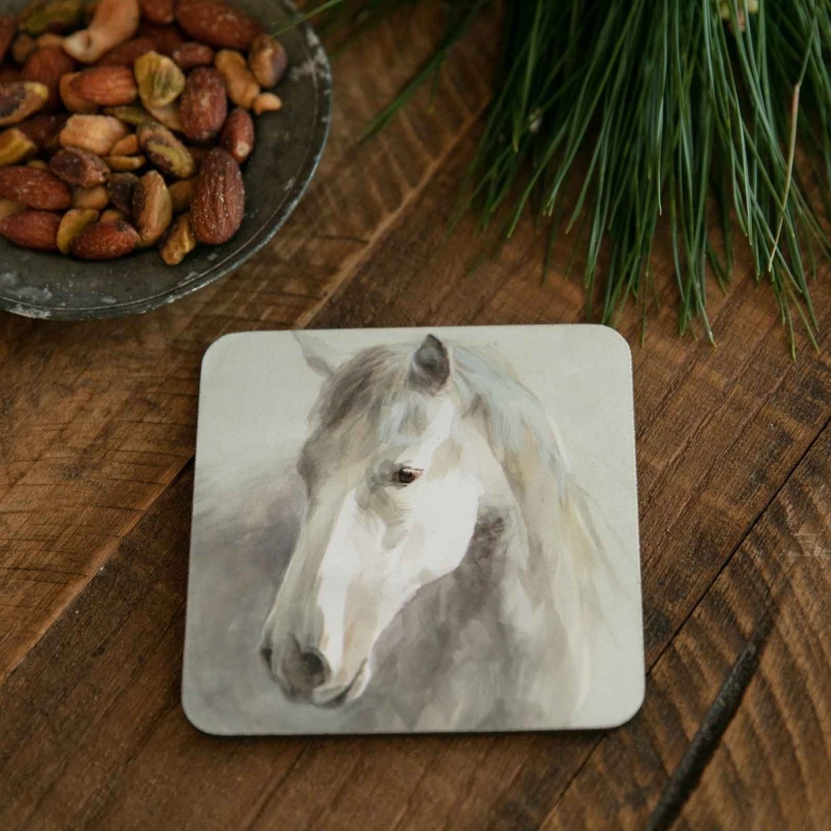 White Horse Square Art Coasters - Set of 4 Coaster - rockflowerpaper