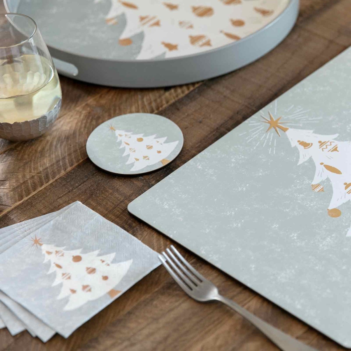 Winter White Tree Paper Cocktail Napkins (Pack of 20) Paper Cocktail Napkin - rockflowerpaper