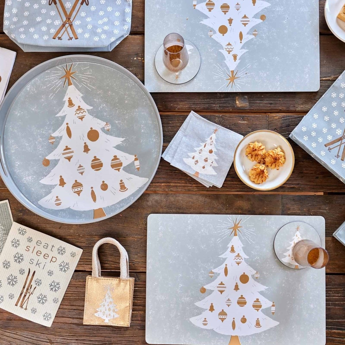 Winter White Tree Round Art Coasters - Set of 4 Coaster - rockflowerpaper