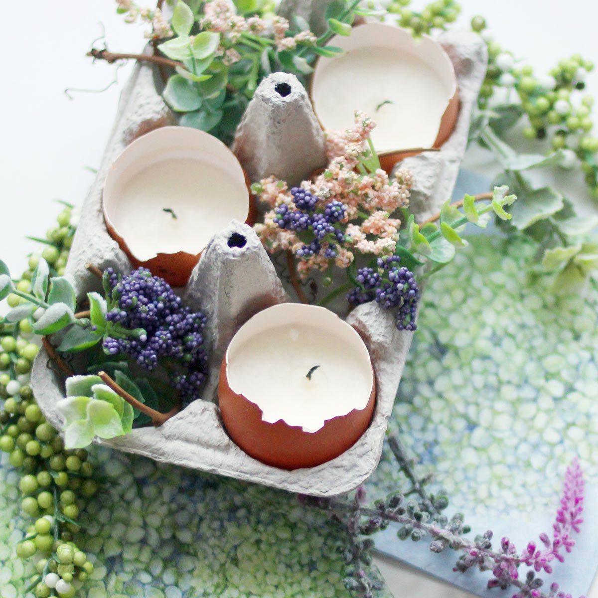 DIY Easter Decor: Egg Shell Tealight Candles - rockflowerpaper