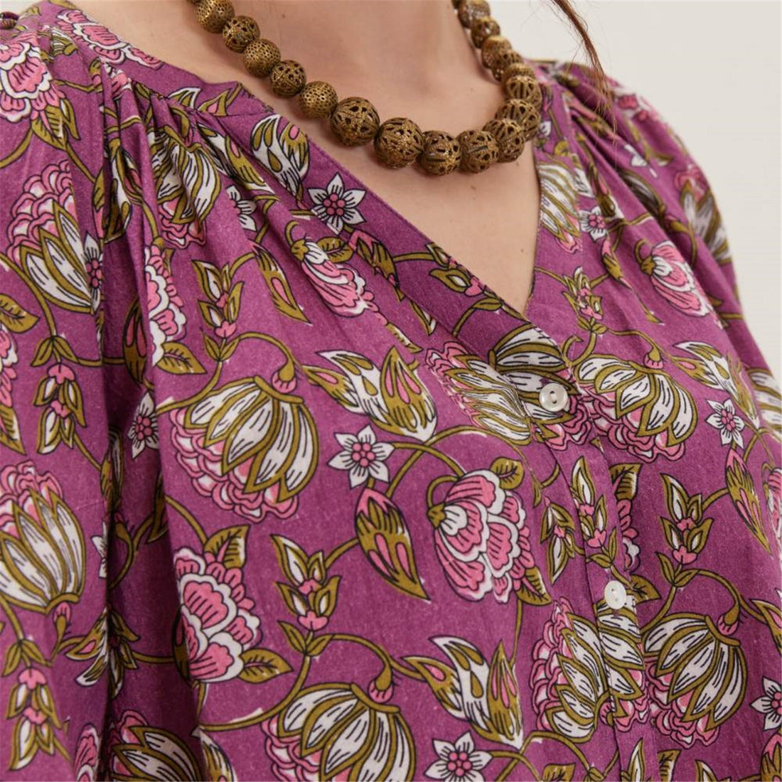 Margo Plum Gathered Sleeve Blouse Tunic - rockflowerpaper