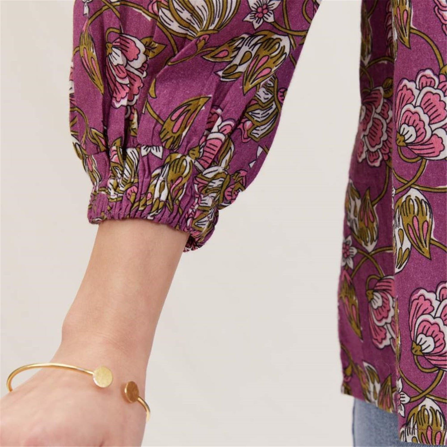 Margo Plum Gathered Sleeve Blouse Tunic - rockflowerpaper