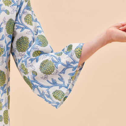Ainsley Blue Green Cotton  Kurta