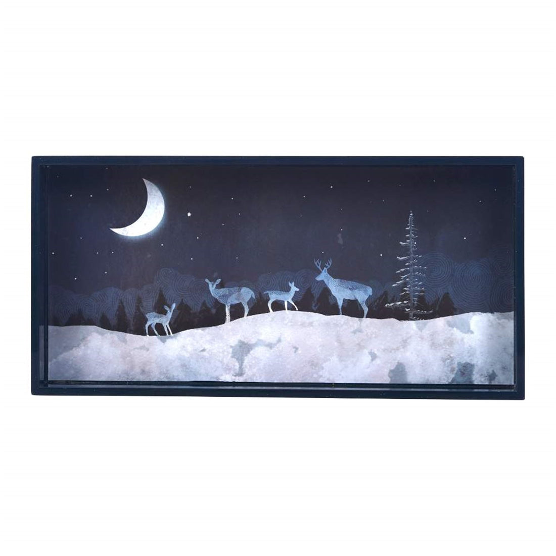 Moonlit Night Art Tray - 10x20 Deer Scene Tray - rockflowerpaper