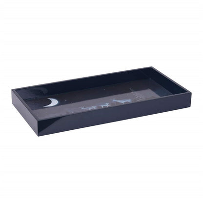 Moonlit Night Art Tray - 10x20 Deer Scene Tray - rockflowerpaper