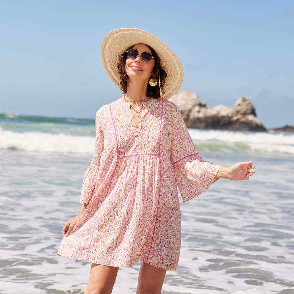 Petal Rose Pink Beach Dress Swim Cover Up - rockflowerpaper