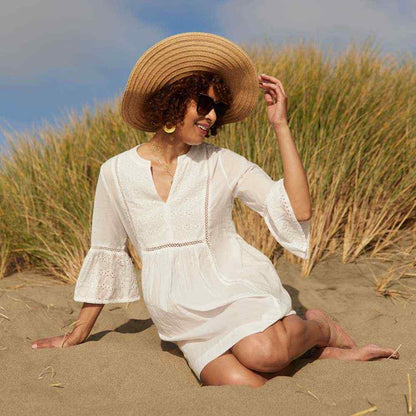 Melony White Eyelet Beach Dress Dress - rockflowerpaper