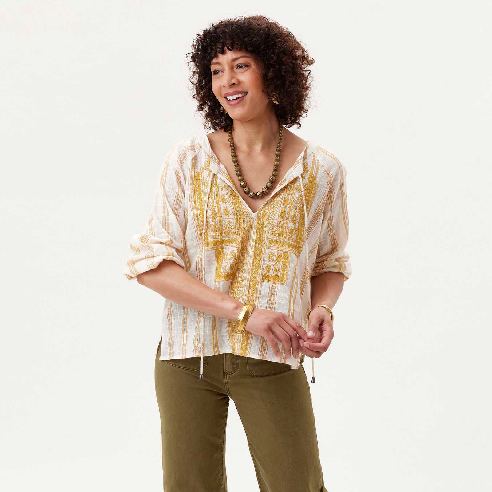 Honey Stripe Embroidered Tunic Embroidered Tunic - rockflowerpaper