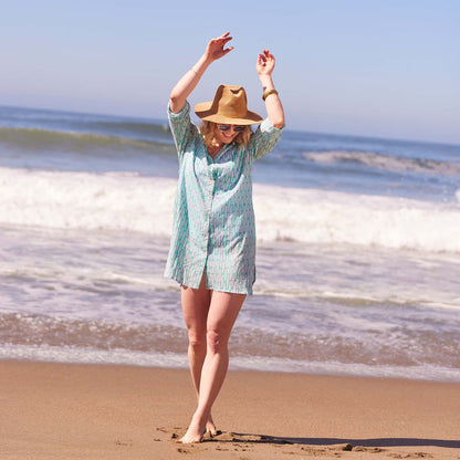 Sardina Ocean Button Down Beach Tunic Swim Cover Up - rockflowerpaper