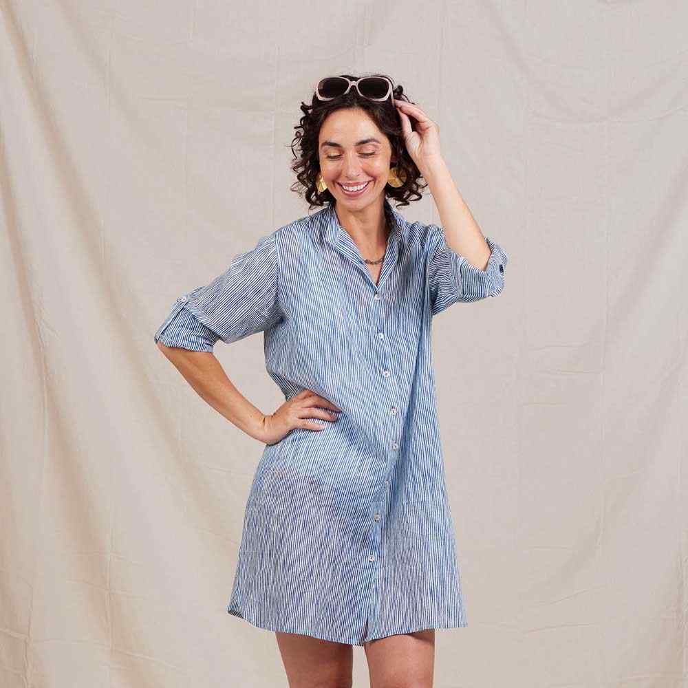 Suri Navy Button Down Beach Tunic – rockflowerpaper LLC