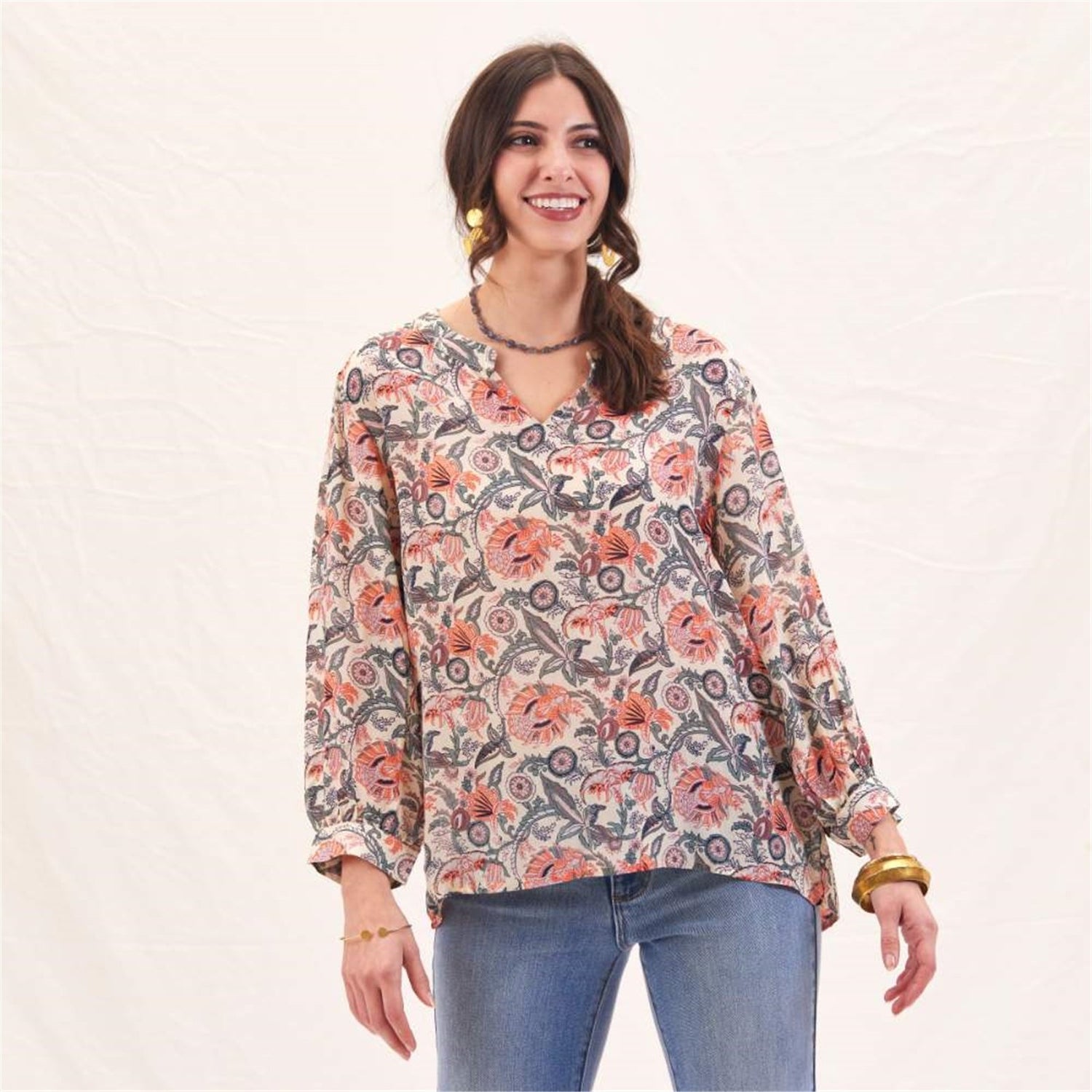 Veronica Pink and Green Blouse Tunic - rockflowerpaper