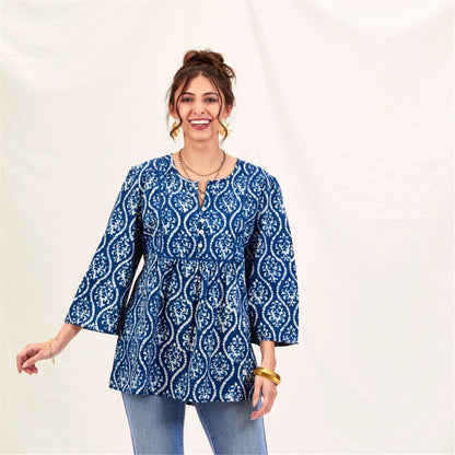 Sara Indigo Bohemian Tunic Tunic - rockflowerpaper