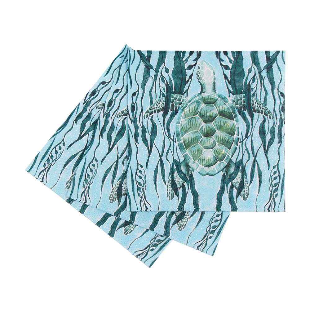 Marine Turtle Paper Cocktail Napkins (Pack of 20) Paper Cocktail Napkin - rockflowerpaper