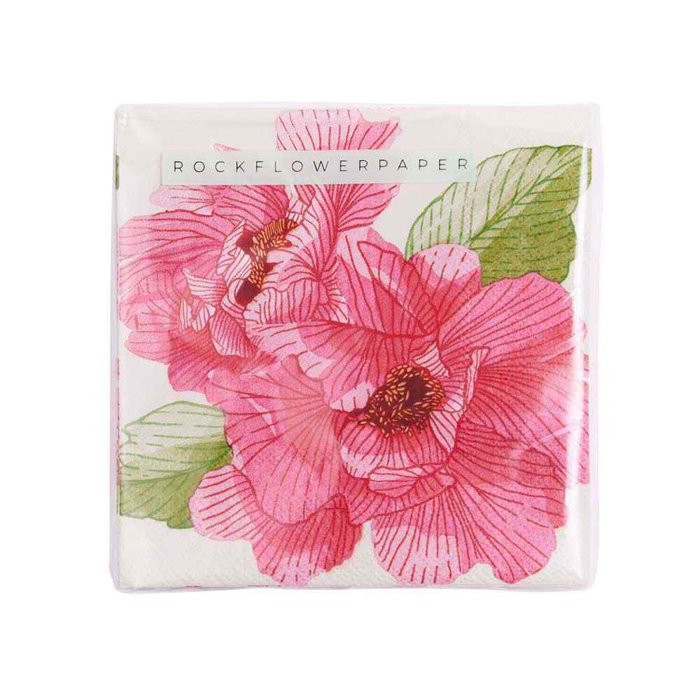 Pink Peony Paper Cocktail Napkins (Pack of 20) Paper Cocktail Napkin - rockflowerpaper