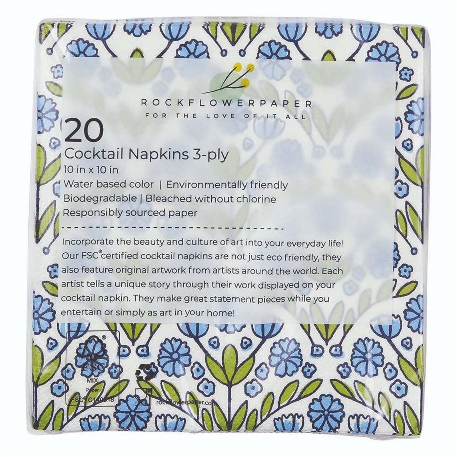 Blaire Paper Cocktail Napkins (Pack of 20) Paper Cocktail Napkin - rockflowerpaper