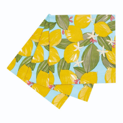 Lemon Blossoms Paper Cocktail Napkins (Pack of 20) Paper Cocktail Napkin - rockflowerpaper