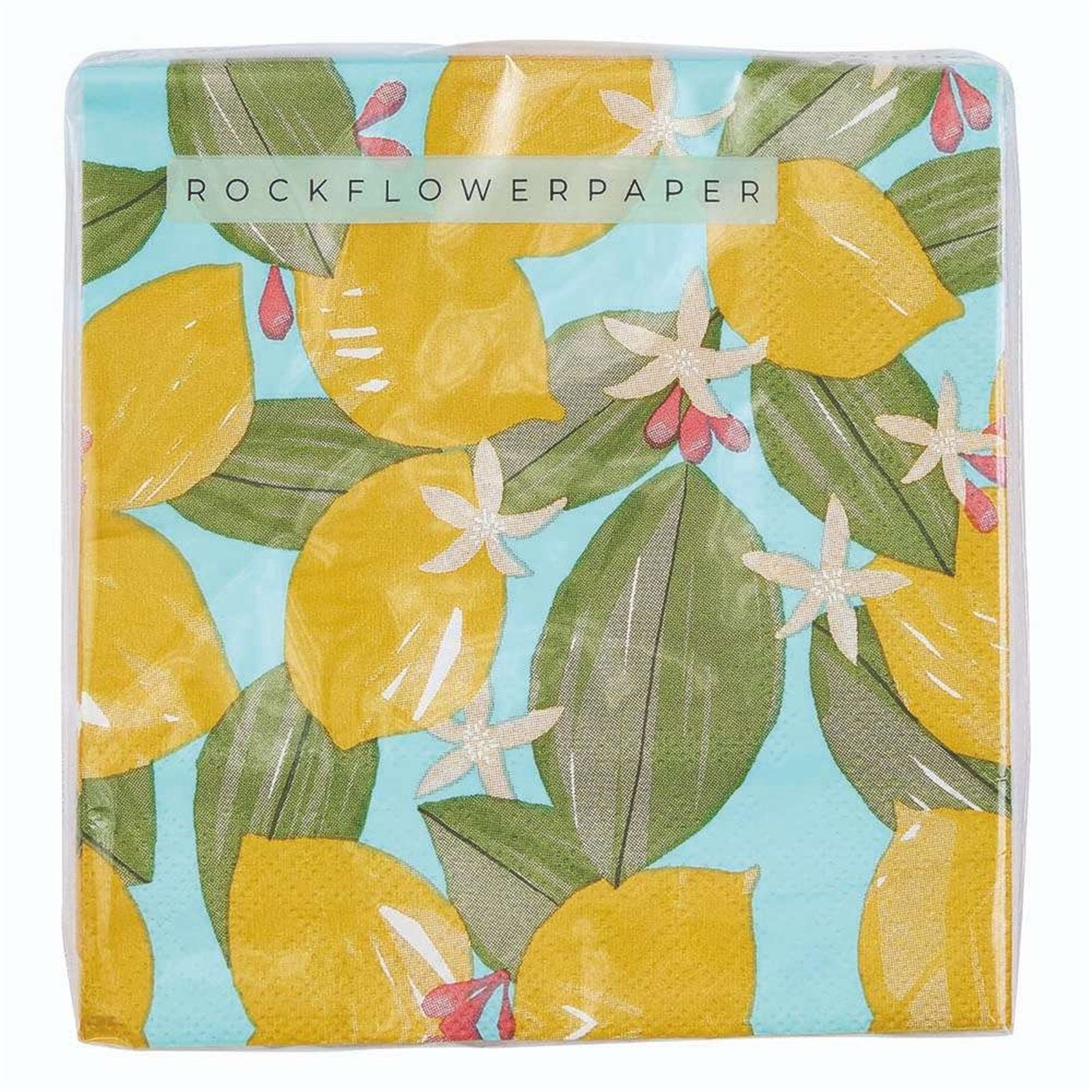 Lemon Blossoms Paper Cocktail Napkins (Pack of 20) Paper Cocktail Napkin - rockflowerpaper