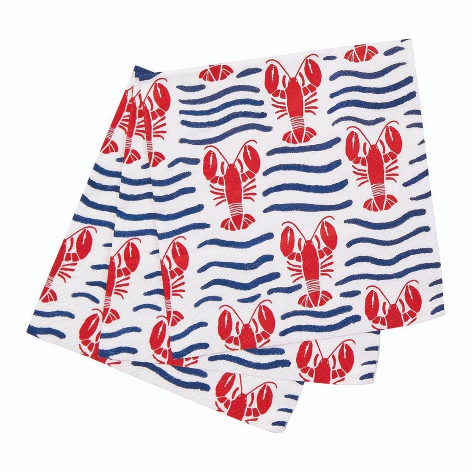 Lobster Waves Paper Cocktail Napkins (Pack of 20) Paper Cocktail Napkin - rockflowerpaper