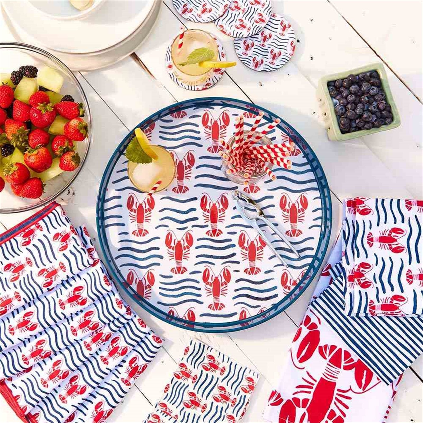 Lobster Waves Paper Cocktail Napkins (Pack of 20) Paper Cocktail Napkin - rockflowerpaper