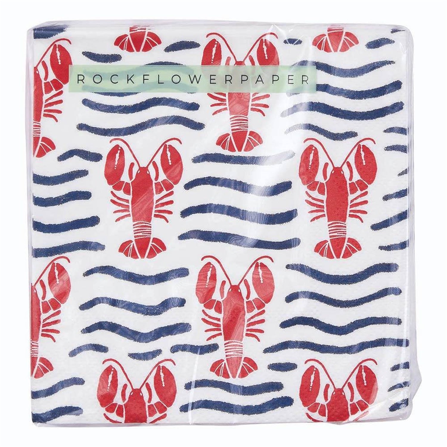 Lobster Waves Paper Cocktail Napkins (Pack of 20) Paper Cocktail Napkin - rockflowerpaper