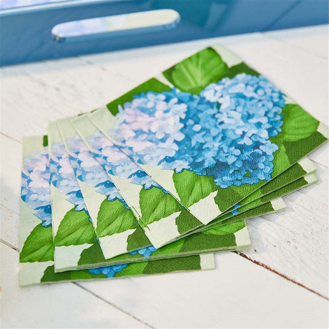 Blue Hydrangea Paper Cocktail Napkins (Pack of 20) Paper Cocktail Napkin - rockflowerpaper