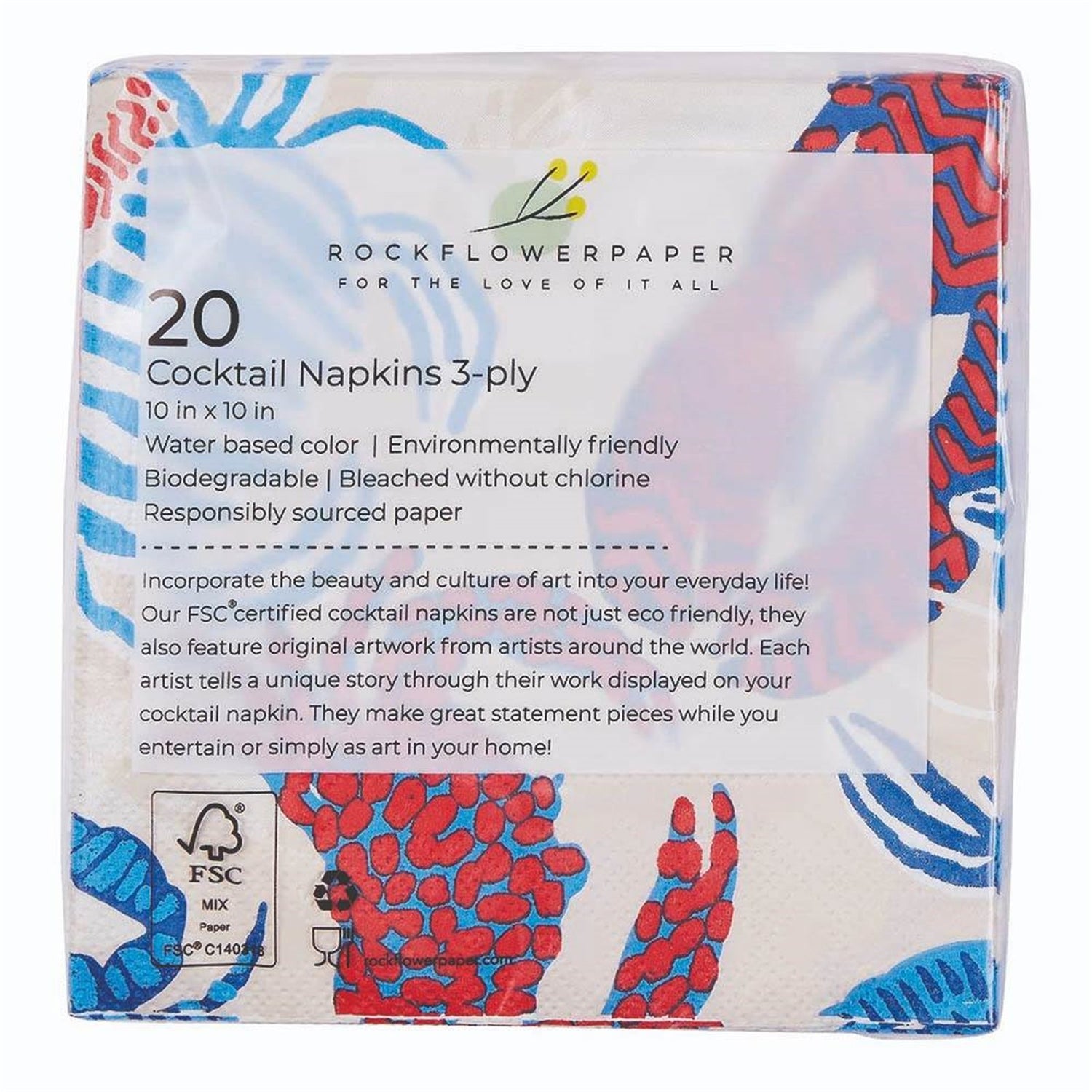 Sandy Claws Paper Cocktail Napkins (Pack of 20) Paper Cocktail Napkin - rockflowerpaper