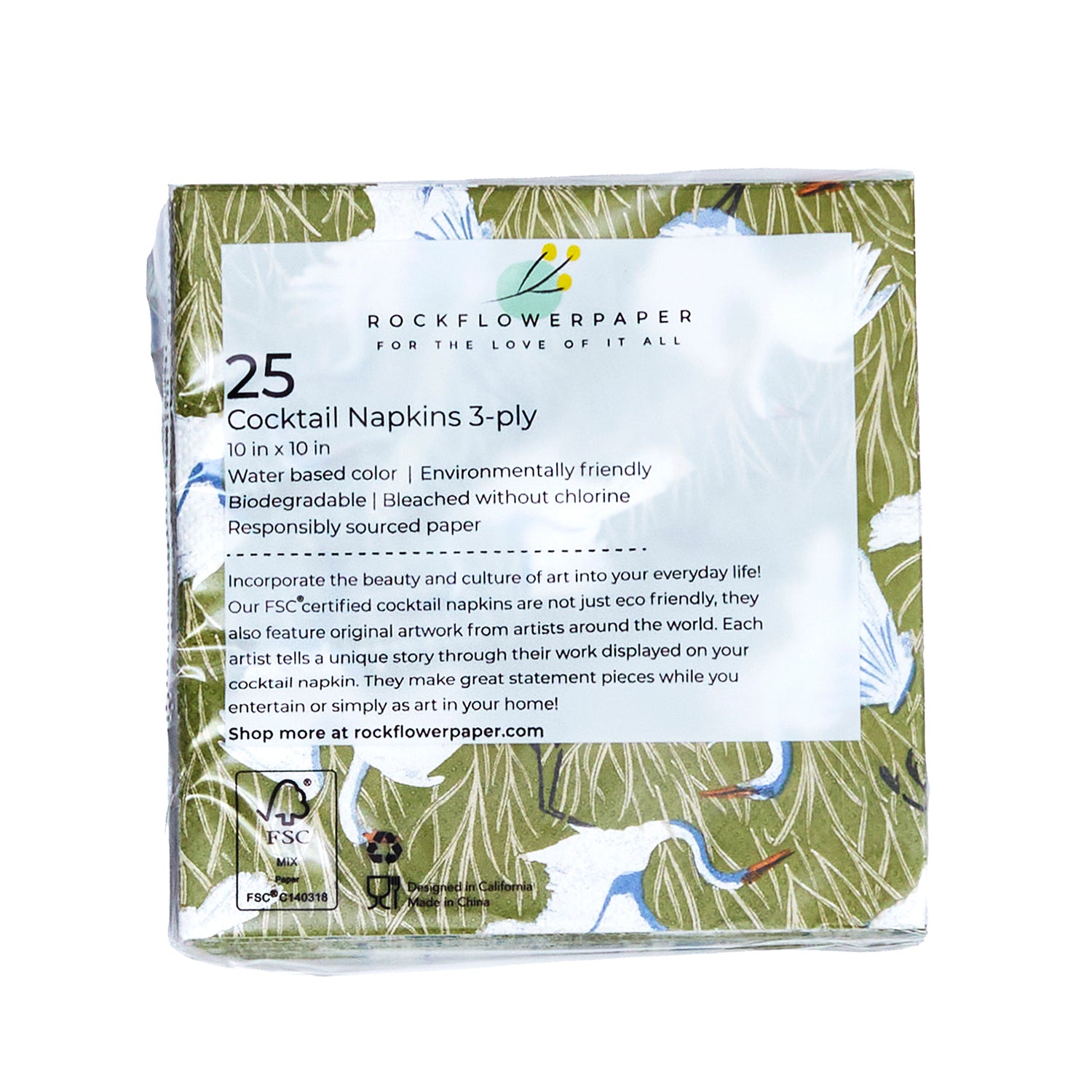 Egret &amp; Reed Paper Cocktail Napkins (Pack of 25)