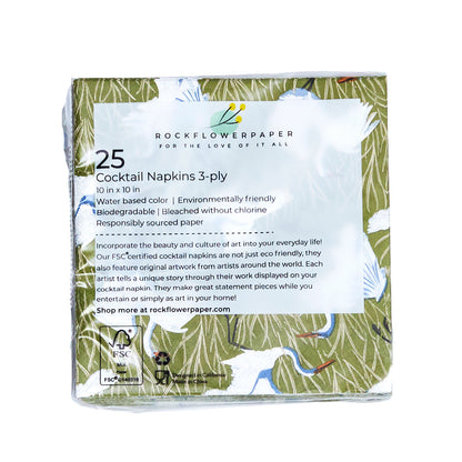Egret &amp; Reed Paper Cocktail Napkins (Pack of 25)