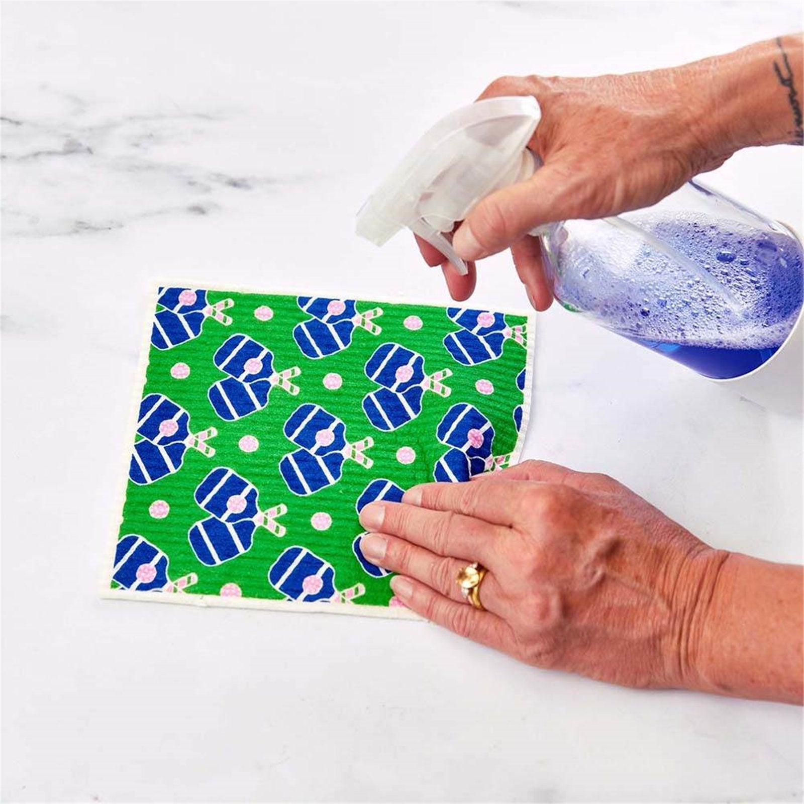 Pickleball Eco-Friendly blu Sponge Cloth- Set of 2 Eco Cloth - rockflowerpaper