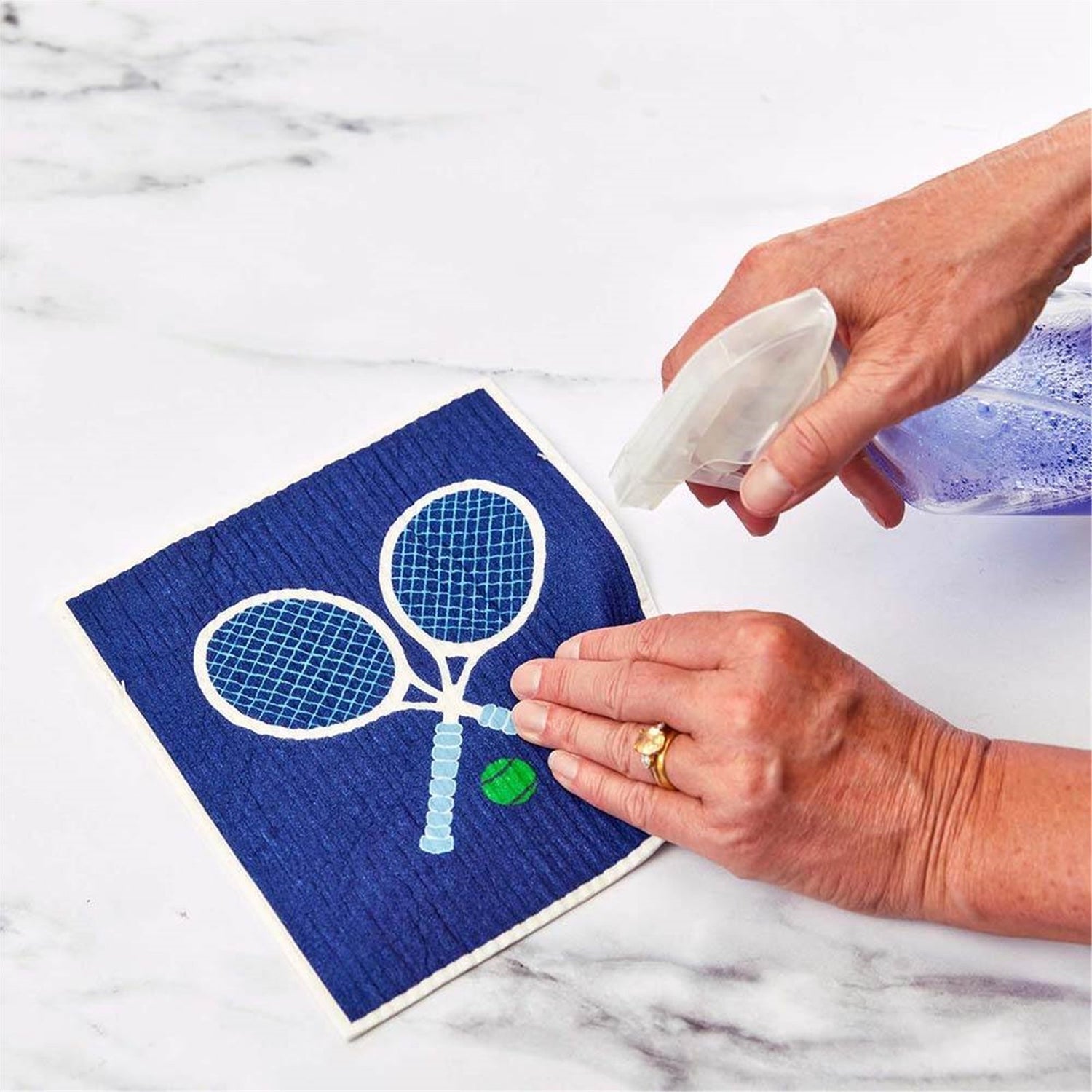 Tennis Eco-Friendly blu Sponge Cloth- Set of 2 Eco Cloth - rockflowerpaper