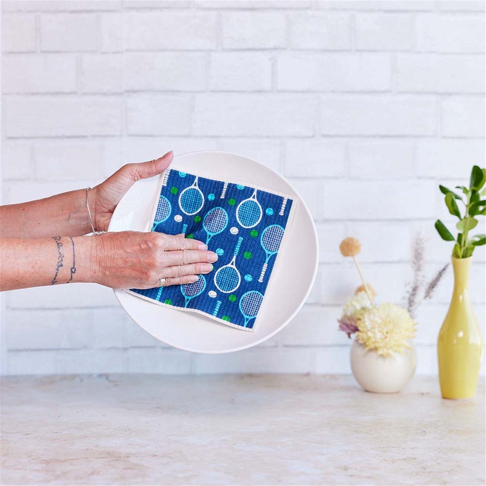 Tennis Eco-Friendly blu Sponge Cloth- Set of 2 Eco Cloth - rockflowerpaper