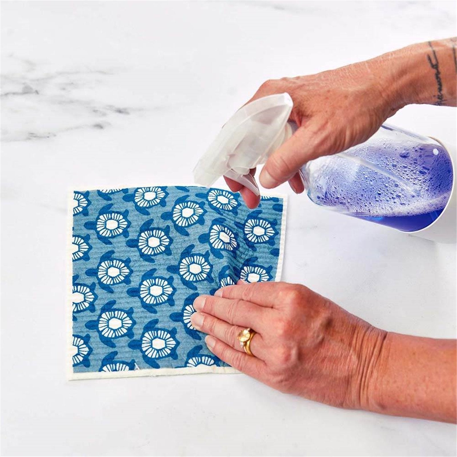 Turtles Eco-Friendly blu Sponge Cloth- Set of 2 Eco Cloth - rockflowerpaper