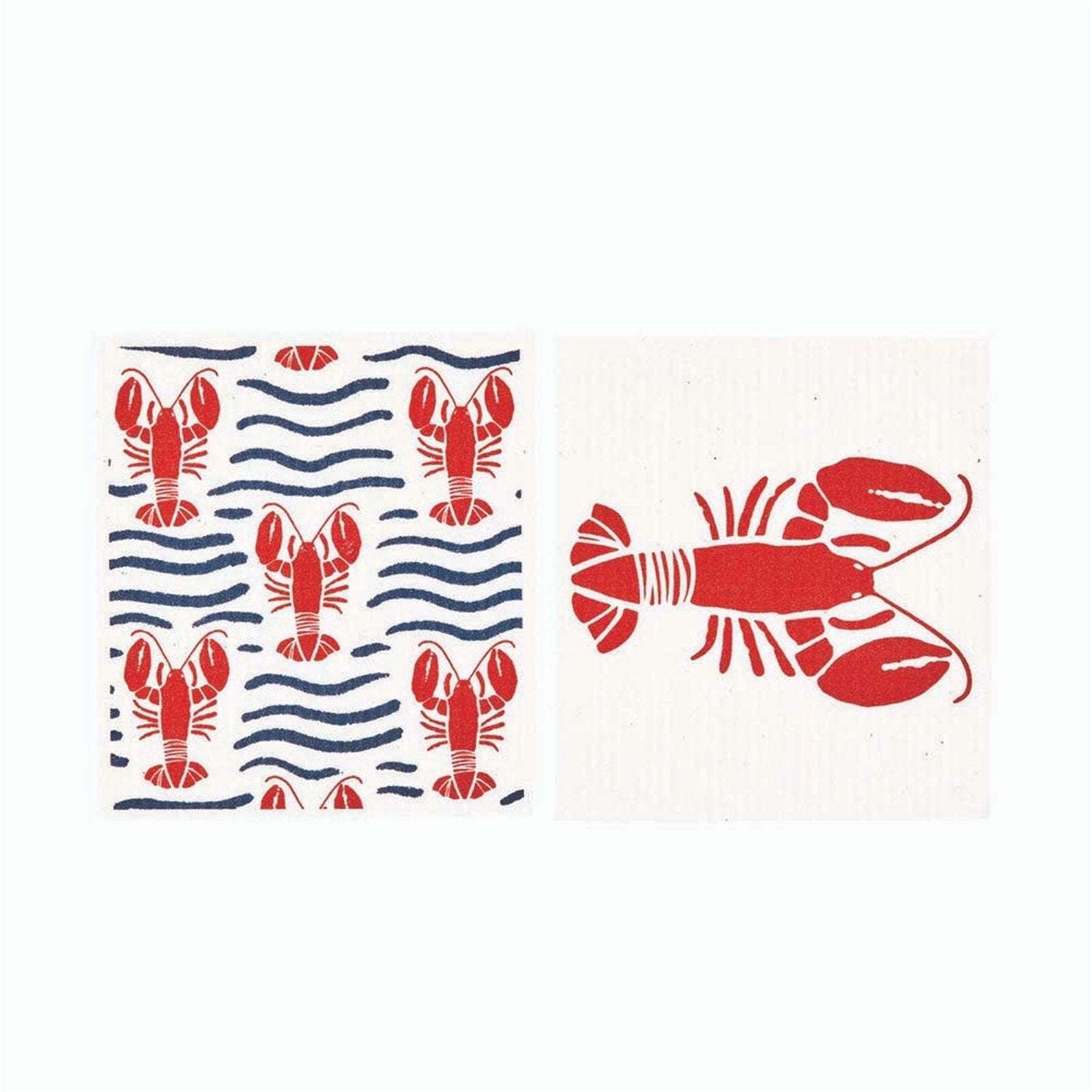 Lobster Waves Eco-Friendly blu Sponge Cloth- Set of 2 Eco Cloth - rockflowerpaper