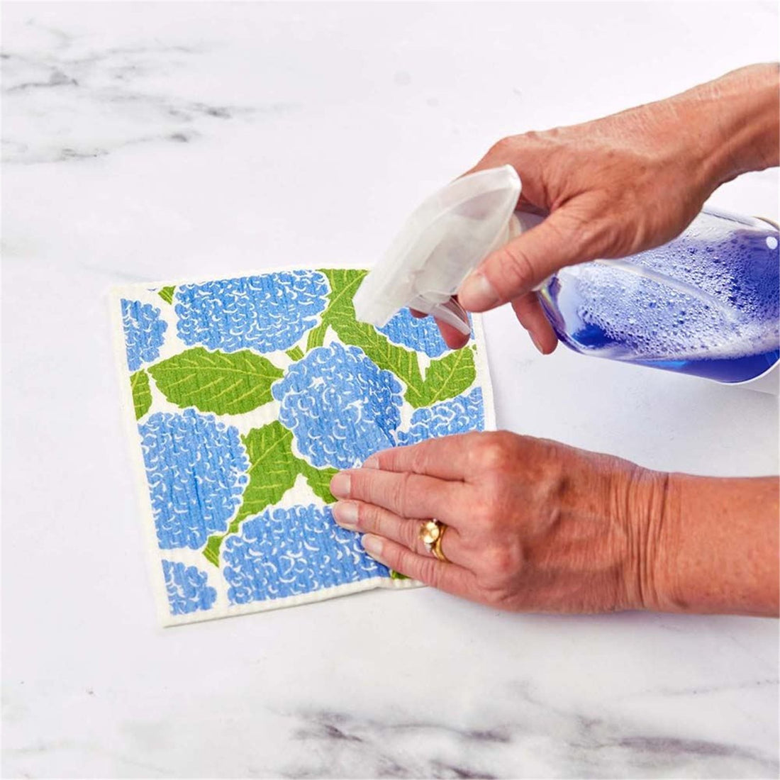 Blue Hydrangea Eco-Friendly blu Sponge Cloth- Set of 2 Eco Cloth - rockflowerpaper