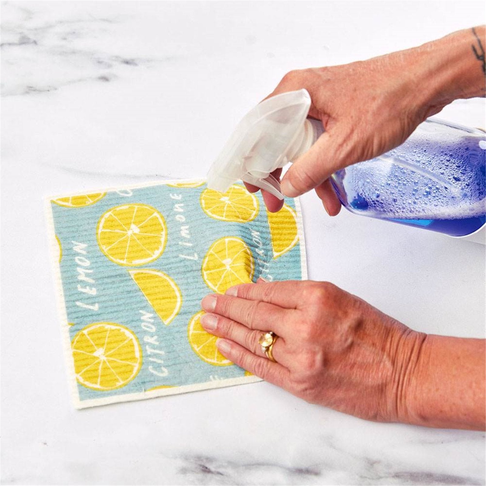 Limone Eco-Friendly blu Sponge Cloth- Set of 2 Eco Cloth - rockflowerpaper