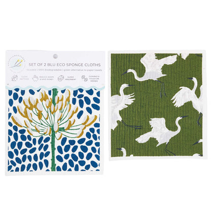 Egret &amp; Reed blu Eco Sponge Cloths (Set of 2)