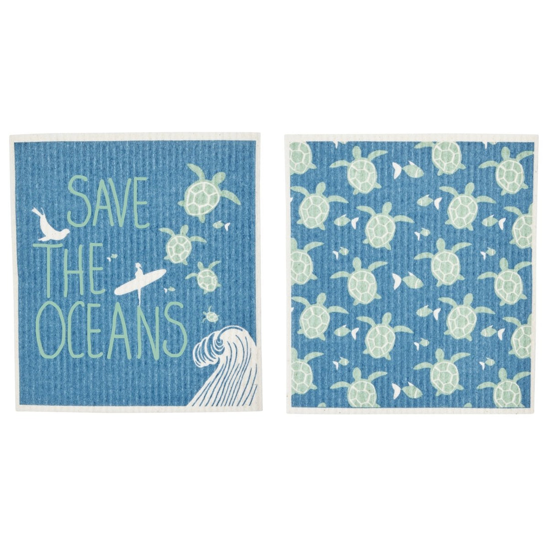 Save The Oceans Eco - Friendly blu Sponge Cloth - Set of 2 Eco Cloth - rockflowerpaper