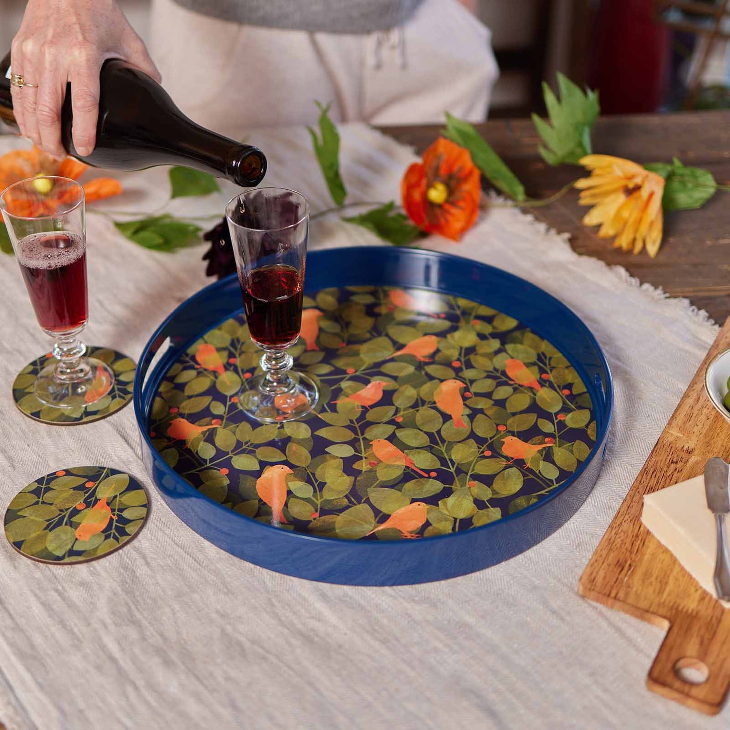 Decorative Lacquer Square and Round Serving Trays with Unique Art –  rockflowerpaper LLC