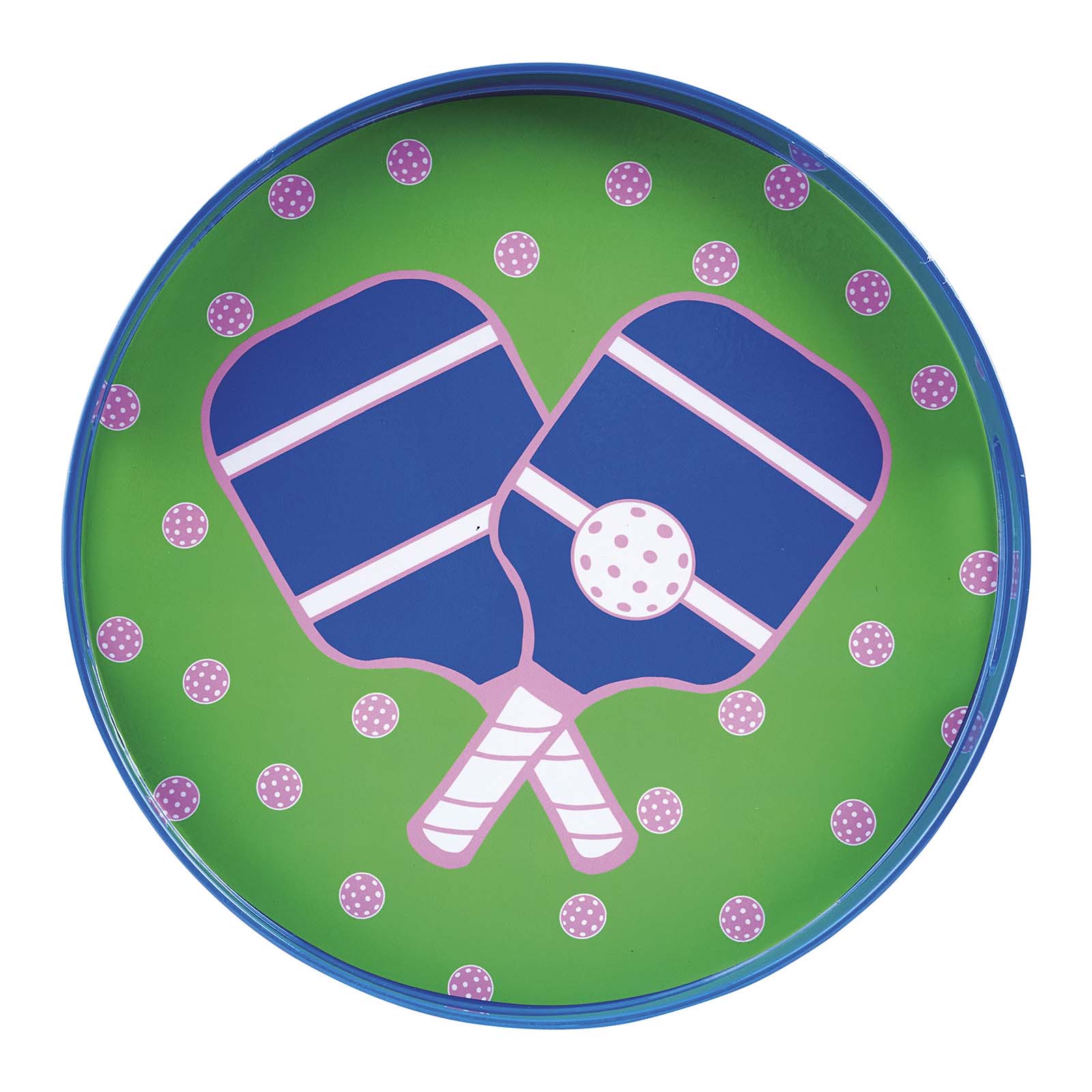 Pickleball Green Round Lacquer Serving Tray