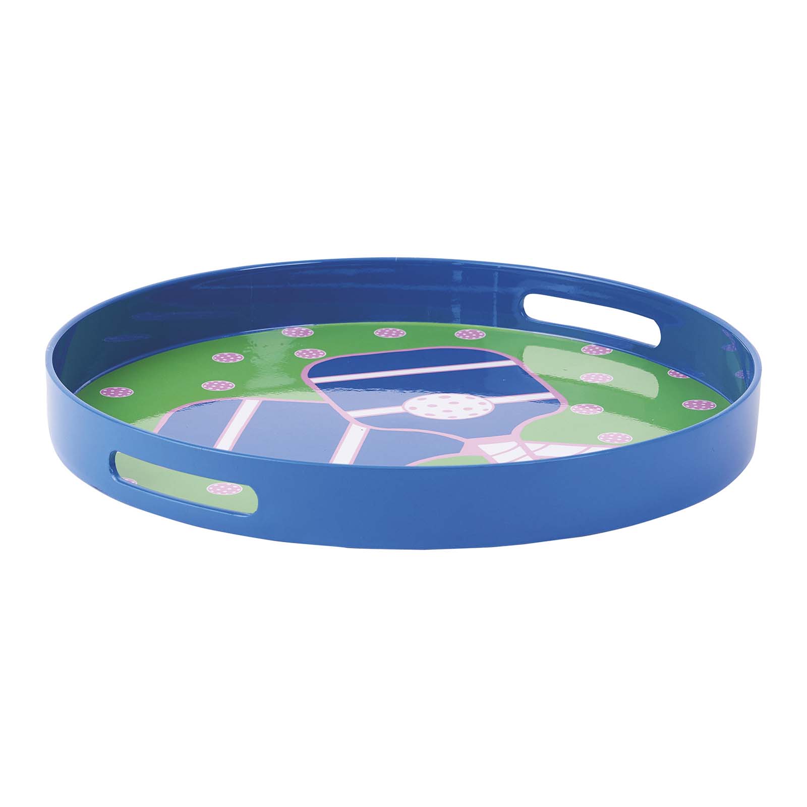 Pickleball Green Round Lacquer Serving Tray